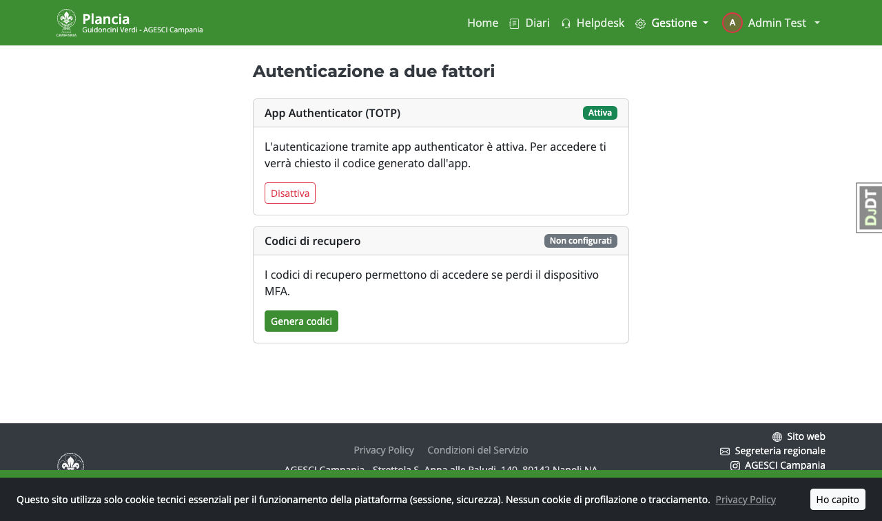 Impostazione MFA